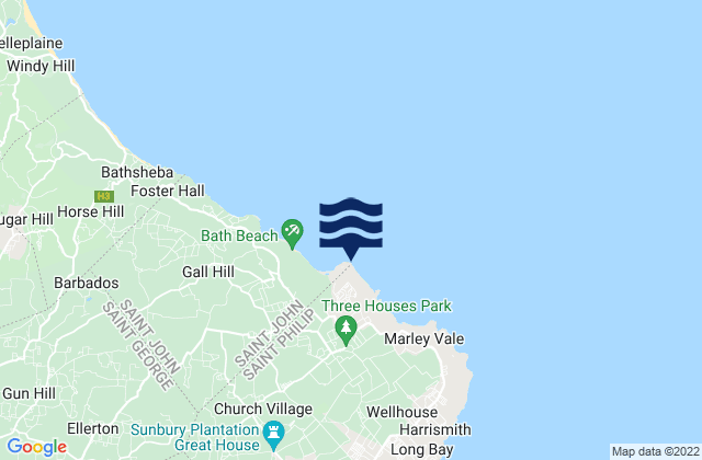 Karte der Gezeiten Ragged Point, Barbados
