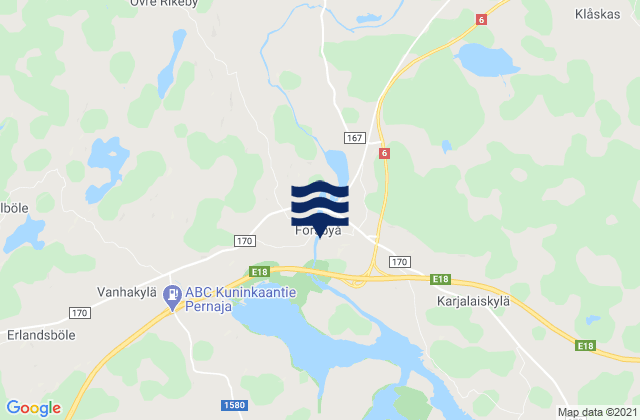 Karte der Gezeiten Rame Head, Finland