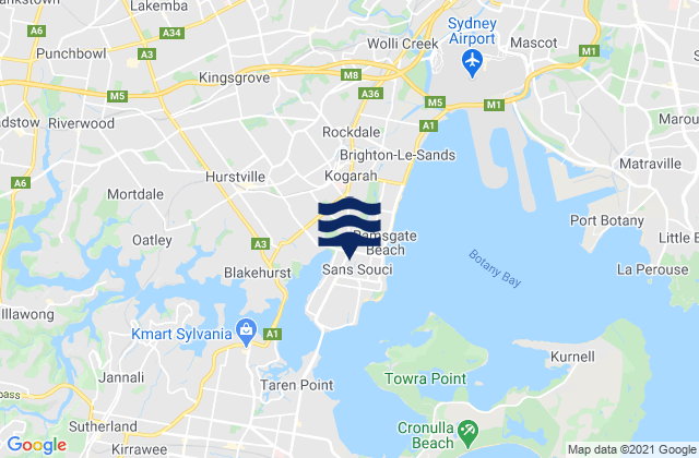 Karte der Gezeiten Ramsgate, Australia