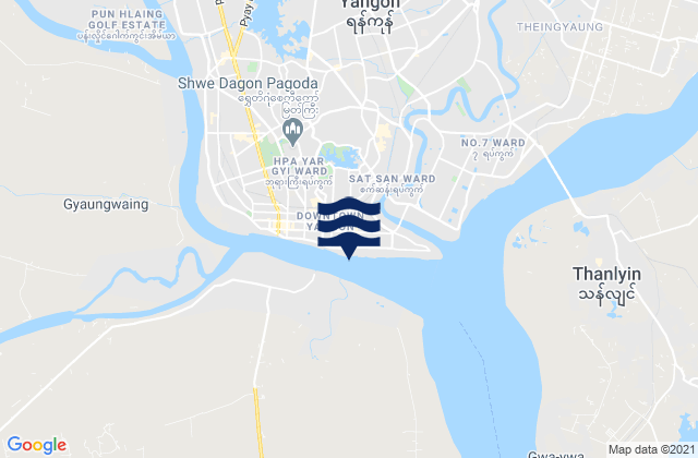 Karte der Gezeiten Rangoon Rangoon River, Myanmar