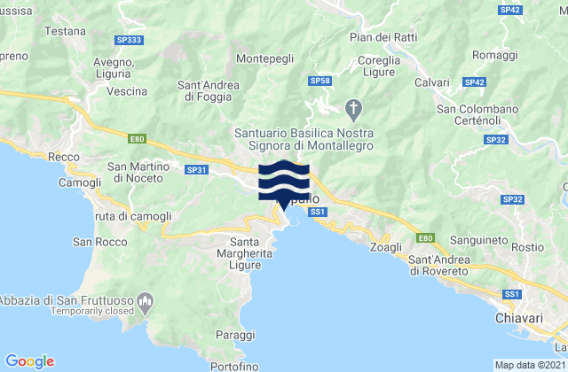 Karte der Gezeiten Rapallo, Italy