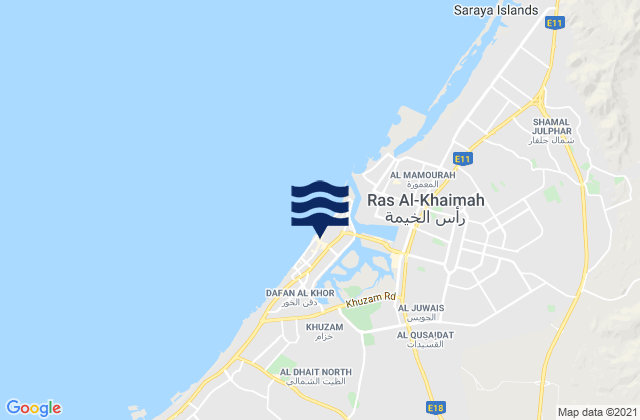 Karte der Gezeiten Ras Al Khaimah City, United Arab Emirates