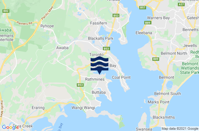 Karte der Gezeiten Rathmines, Australia