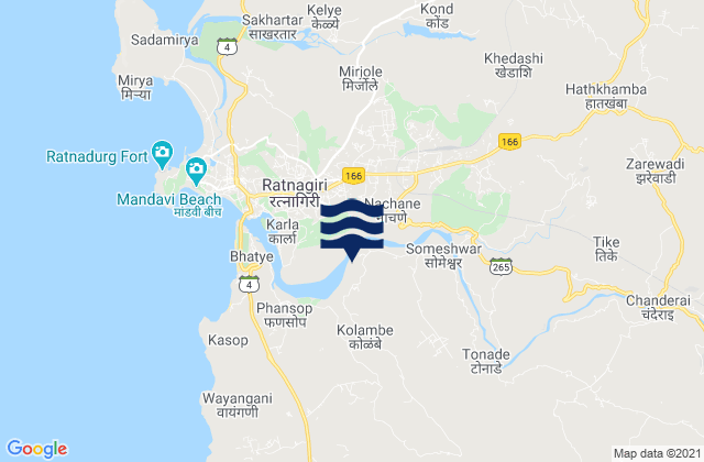 Karte der Gezeiten Ratnagiri, India
