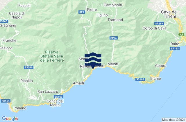 Karte der Gezeiten Ravello, Italy