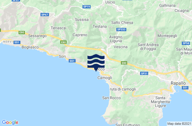 Karte der Gezeiten Recco, Italy