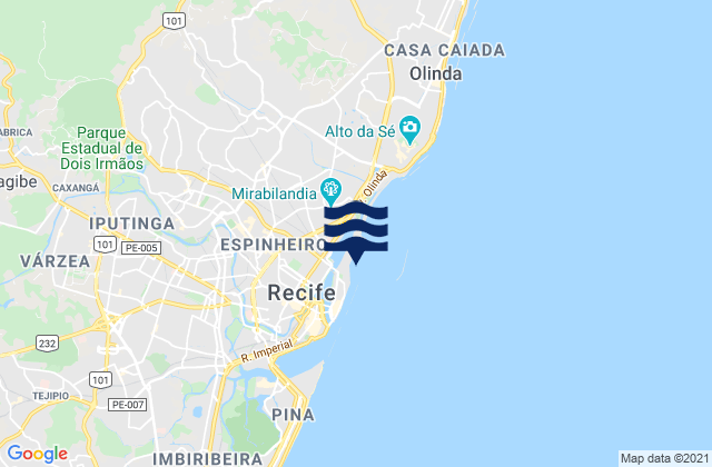 Karte der Gezeiten Recife, Brazil