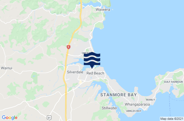 Karte der Gezeiten Red Beach Auckland, New Zealand