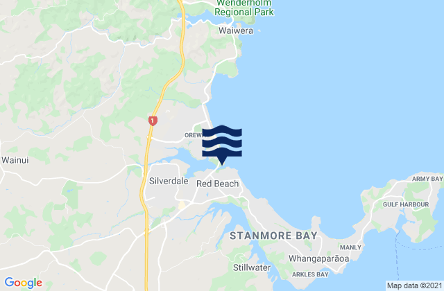Karte der Gezeiten Red Beach, New Zealand