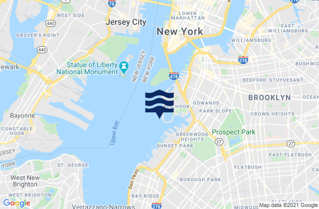Karte der Gezeiten Red Hook Channel, United States