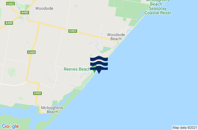 Karte der Gezeiten Reeves Beach, Australia
