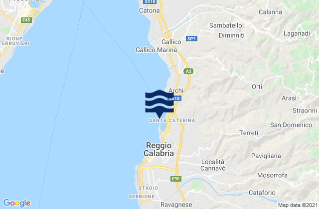 Karte der Gezeiten Reggio di Calabria, Italy