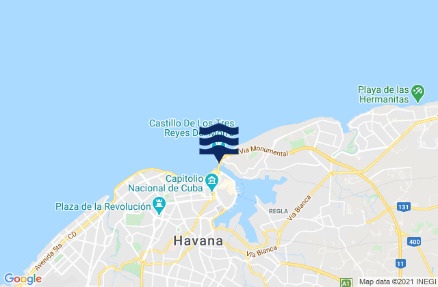 Karte der Gezeiten Regla, Cuba