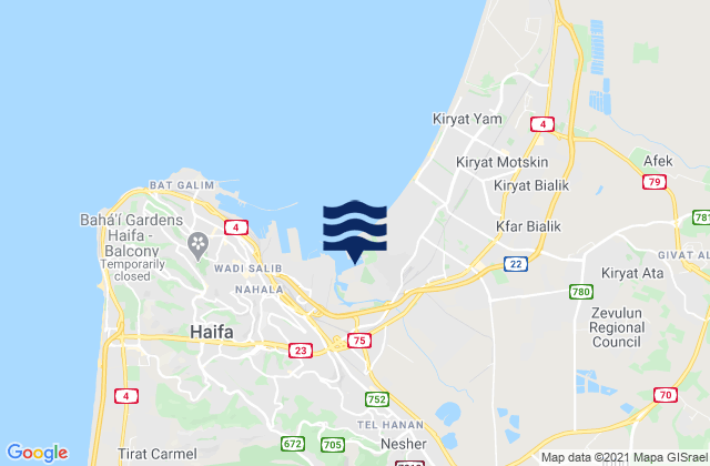 Karte der Gezeiten Rekhasim, Israel