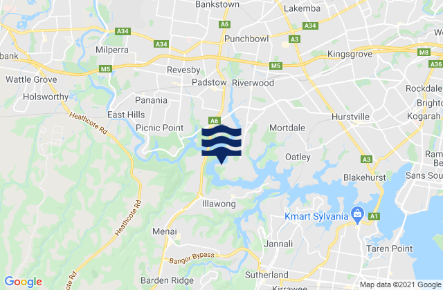 Karte der Gezeiten Revesby, Australia