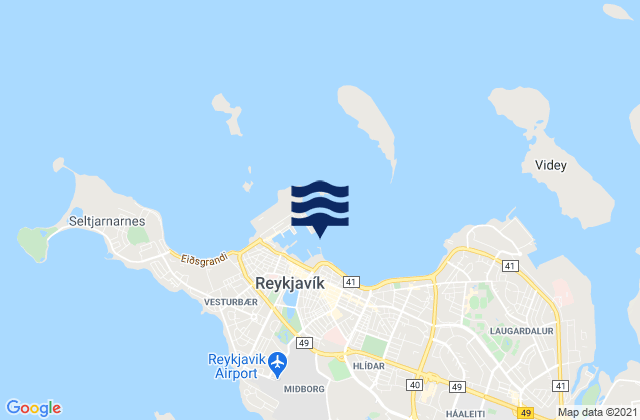 Karte der Gezeiten Reykjavik, Iceland
