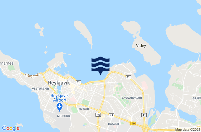 Karte der Gezeiten Reykjavík, Iceland