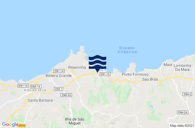 Karte der Gezeiten Ribeira Grande, Portugal