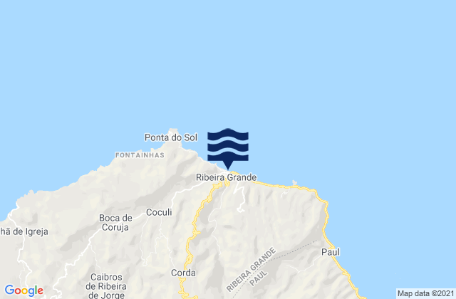 Karte der Gezeiten Ribeira Grande, Cabo Verde