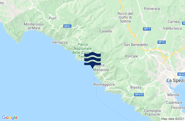 Karte der Gezeiten Riccò del Golfo, Italy