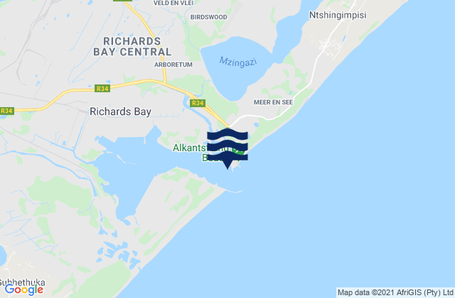 Karte der Gezeiten Richards Bay Harbour, South Africa