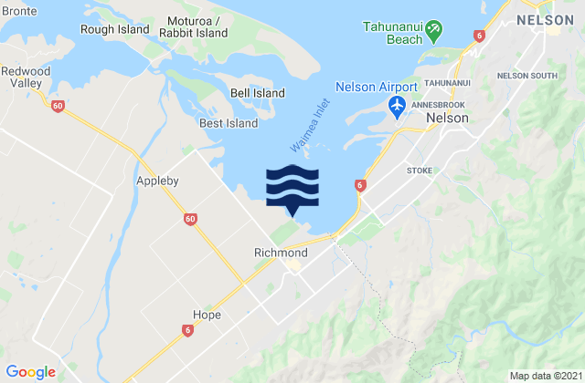 Karte der Gezeiten Richmond, New Zealand