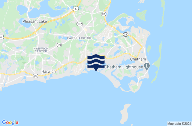 Karte der Gezeiten Ridgevale Beach Chatham, United States