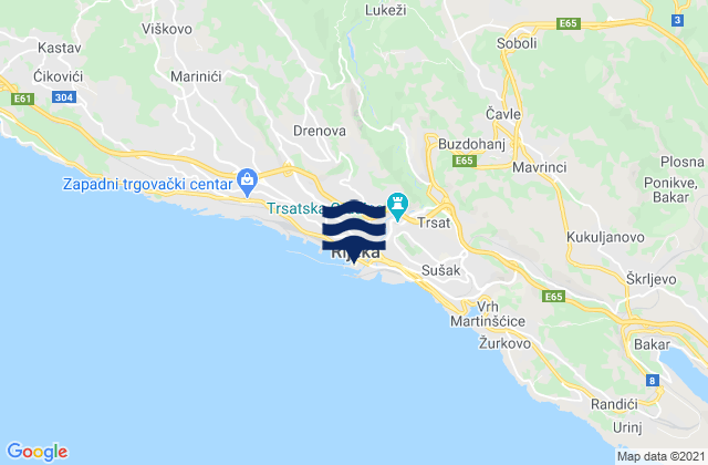 Karte der Gezeiten Rijeka, Croatia