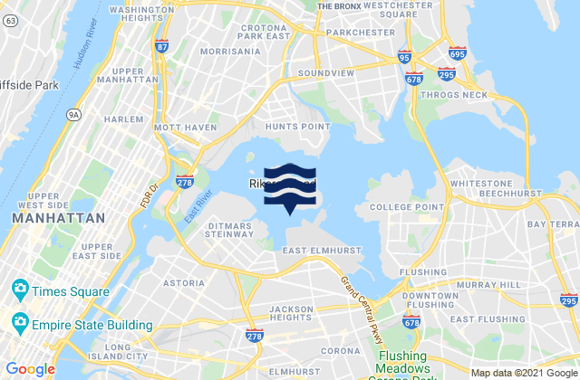 Karte der Gezeiten Rikers I. chan. off La Guardia Field, United States