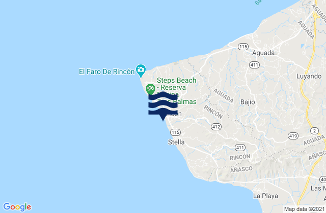 Karte der Gezeiten Rincón Barrio-Pueblo, Puerto Rico