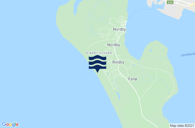 Karte der Gezeiten Rindby Strand, Denmark