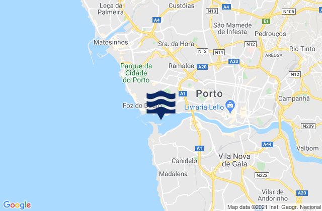 Karte der Gezeiten Rio Douro Entrance, Portugal