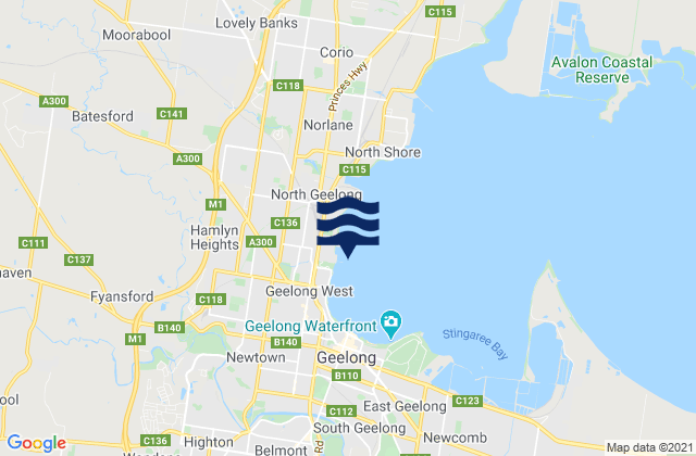 Karte der Gezeiten Rippleside Pier, Australia