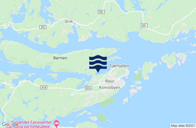 Karte der Gezeiten Risør, Norway