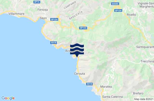 Karte der Gezeiten Rivello, Italy