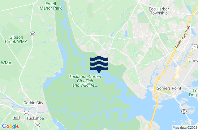 Karte der Gezeiten River Bend Marina (Great Egg Harbor River), United States