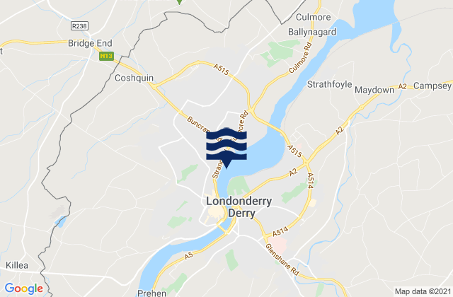Karte der Gezeiten River Foyle, Ireland