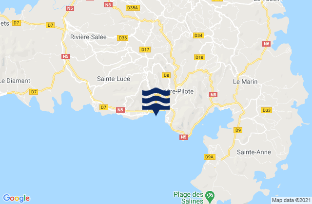 Karte der Gezeiten Rivière-Pilote, Martinique