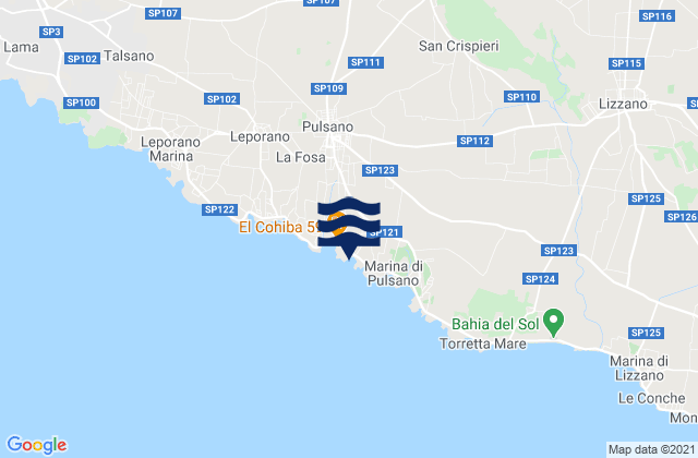 Karte der Gezeiten Roccaforzata, Italy