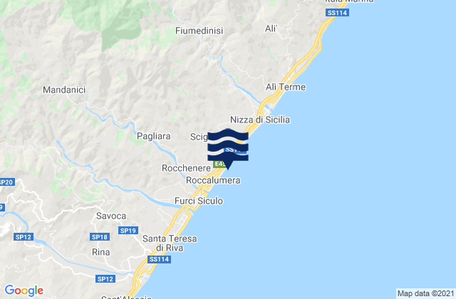Karte der Gezeiten Roccalumera, Italy