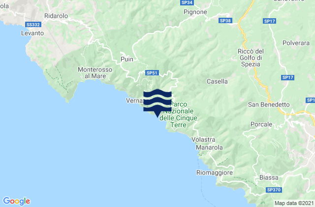 Karte der Gezeiten Rocchetta di Vara, Italy
