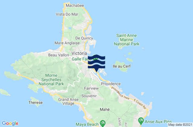 Karte der Gezeiten Roche Caiman, Seychelles