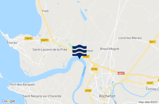 Karte der Gezeiten Rochefort Charente River, France