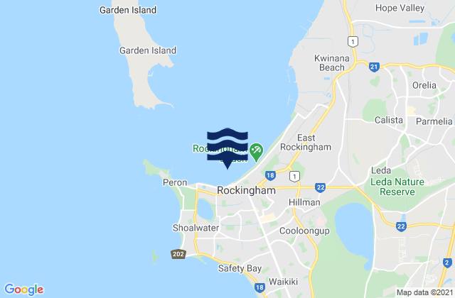 Karte der Gezeiten Rockingham Beach, Australia