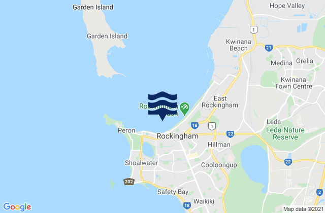 Karte der Gezeiten Rockingham, Australia