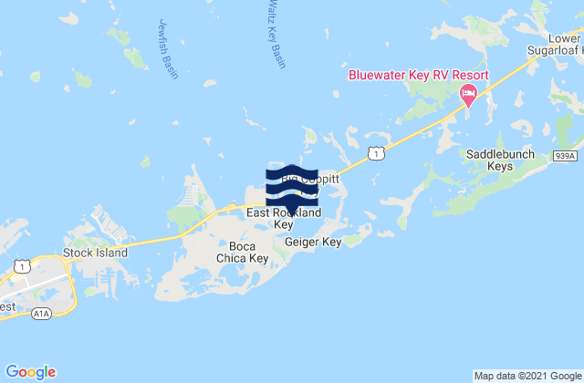 Karte der Gezeiten Rockland Key (Rockland Channel Bridge), United States