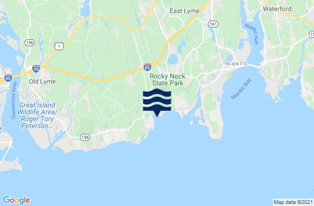 Karte der Gezeiten Rocky Neck State Park Bathing Beach, United States
