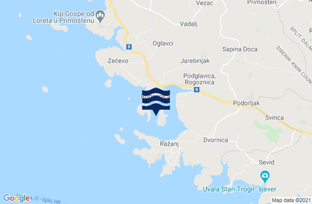 Karte der Gezeiten Rogoznica, Croatia