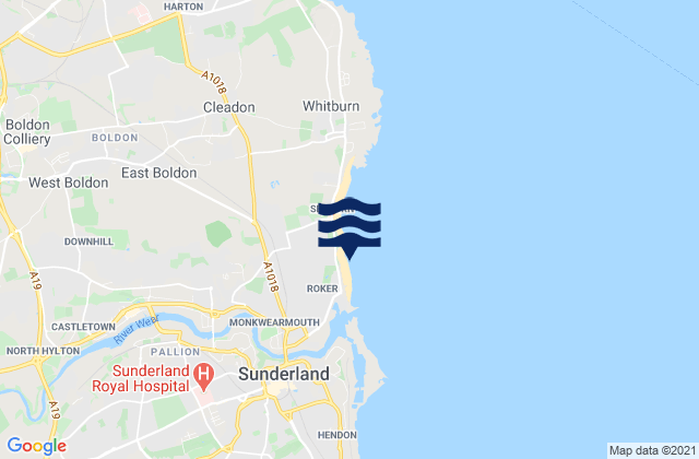 Karte der Gezeiten Roker Beach, United Kingdom