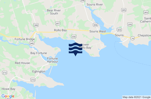 Karte der Gezeiten Rollo Bay, Canada
